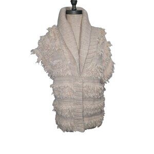 Women's Anthropologie Shaggy sweater vest features cream colored size M/L